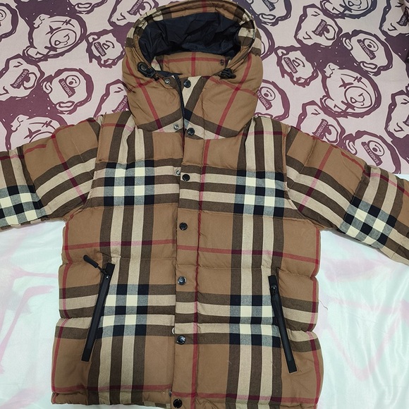 Burberry Jackets & Blazers - Burberry Check Hooded Quilted Down Jacket